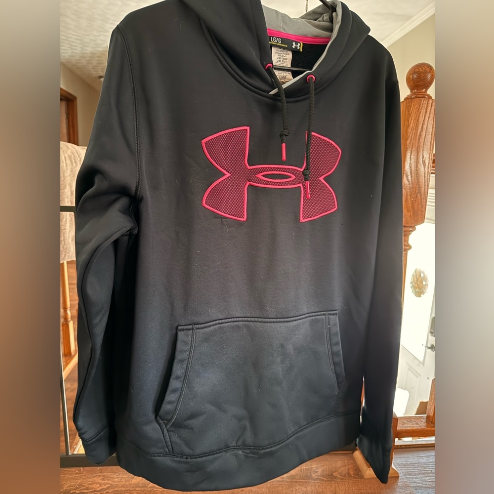 Under Armour Black Hoodie with Pink Emblem